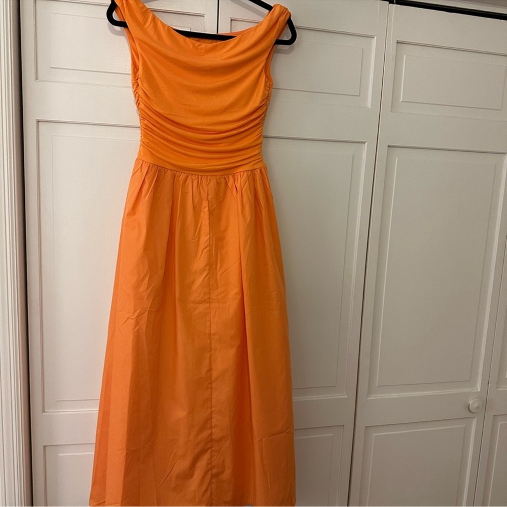 Hello Molly Elegant Orange Off-Shoulder Dress - Picture 7 of 10